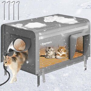 Heated Outdoor Cat House for Outside Cats, 26'' XL Insulated Weatherproof Cat...